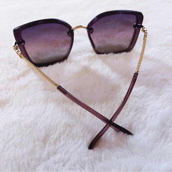 Gia Clear Dark Purple Chain Link Oversized Sunglasses - Picture 7 of 11